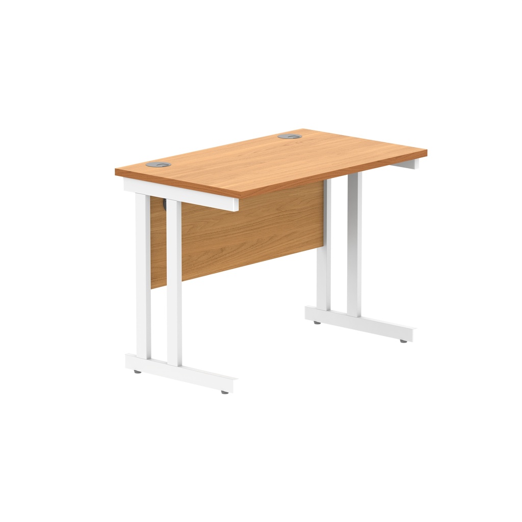 Office Rectangular Desk With Steel Double Upright Cantilever Frame (Fsc) | 1000X600 | Norwegian Beech/White