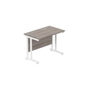 Office Rectangular Desk With Steel Double Upright Cantilever Frame (Fsc) | 1000X600 | Alaskan Grey Oak/White