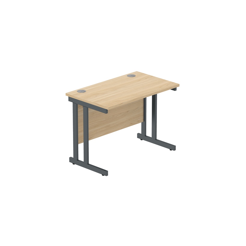 Office Rectangular Desk With Steel Double Upright Cantilever Frame (Fsc) | 1000X600 | Canadian Oak/Graphite