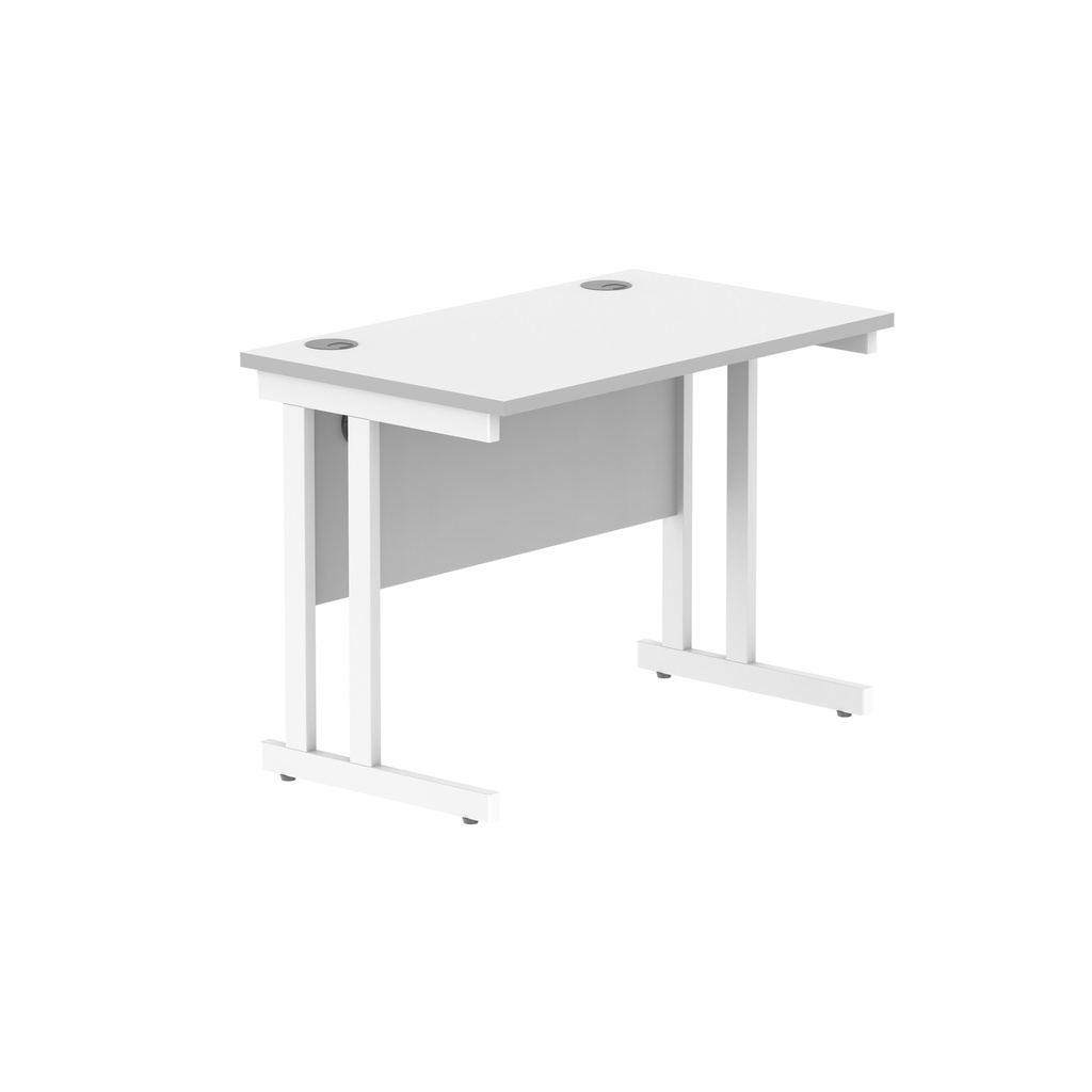 Office Rectangular Desk With Steel Double Upright Cantilever Frame (Fsc) | 1000X600 | Arctic White/White