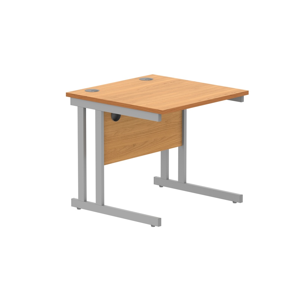 Office Rectangular Desk With Steel Double Upright Cantilever Frame (Fsc) | 1000X800 | Norwegian Beech/Silver