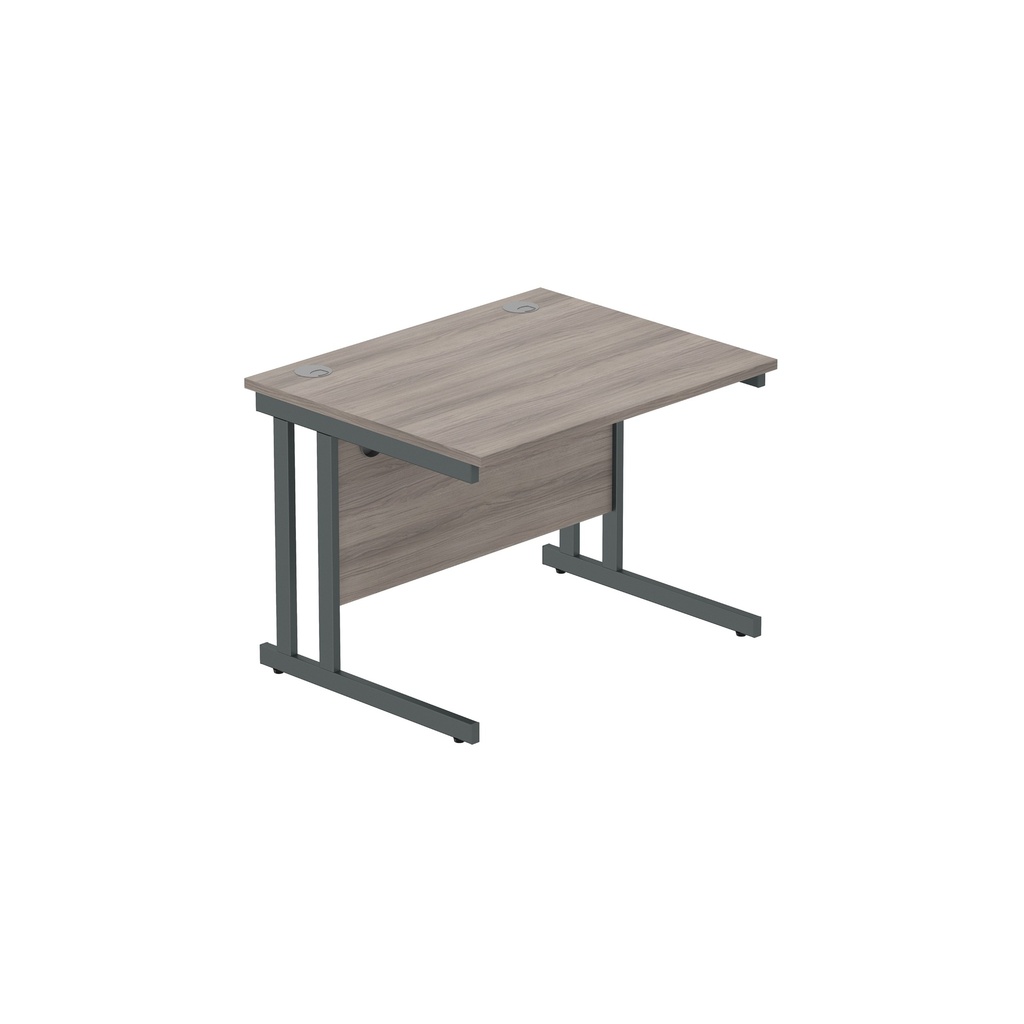Core|Double Upright|Rectangular Desk|1000X800|Alaskan Grey Oak-Graphite