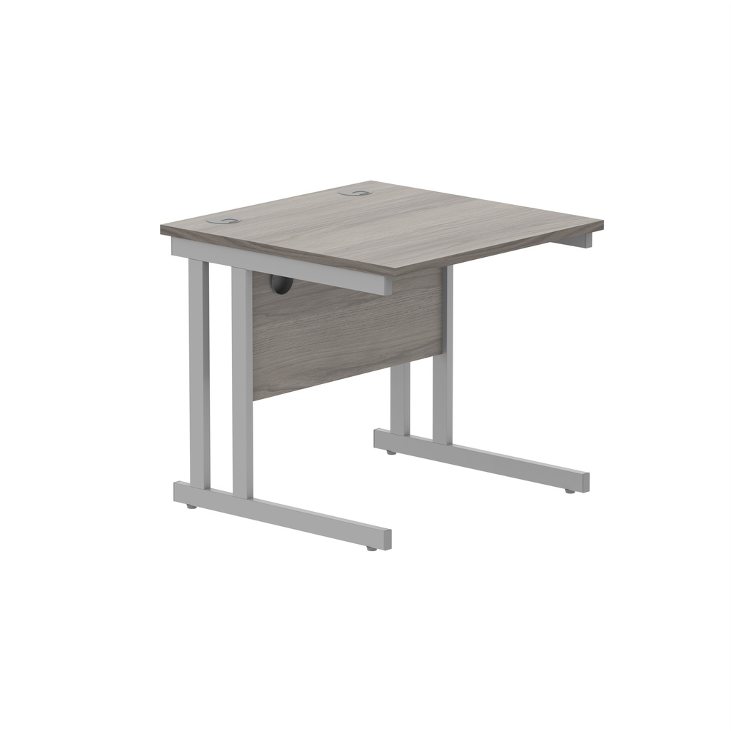 Office Rectangular Desk With Steel Double Upright Cantilever Frame (Fsc) | 1000X800 | Alaskan Grey Oak/Silver