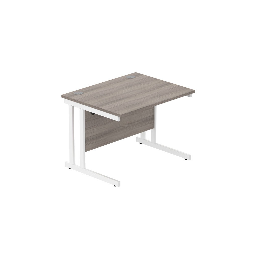 Core|Double Upright|Rectangular Desk|1000X800|Alaskan Grey Oak-White