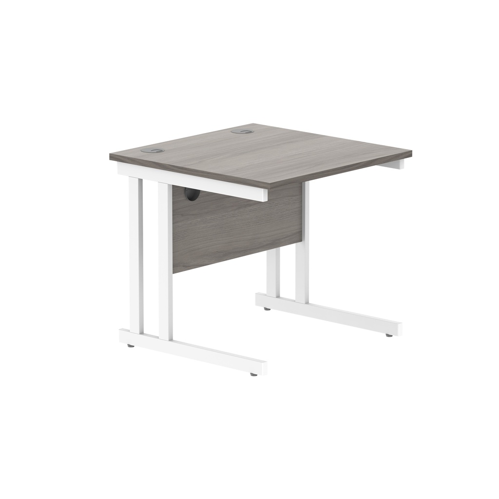 Office Rectangular Desk With Steel Double Upright Cantilever Frame (Fsc) | 1000X800 | Alaskan Grey Oak/White