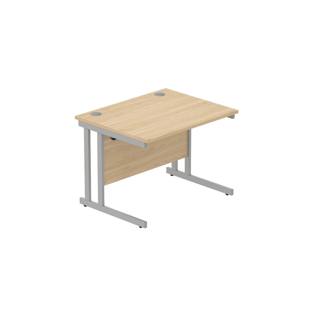 Core|Double Upright|Rectangular Desk|1000X800|Canadian Oak-Silver