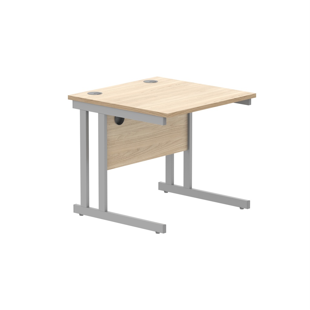 Office Rectangular Desk With Steel Double Upright Cantilever Frame (Fsc) | 1000X800 | Canadian Oak/Silver