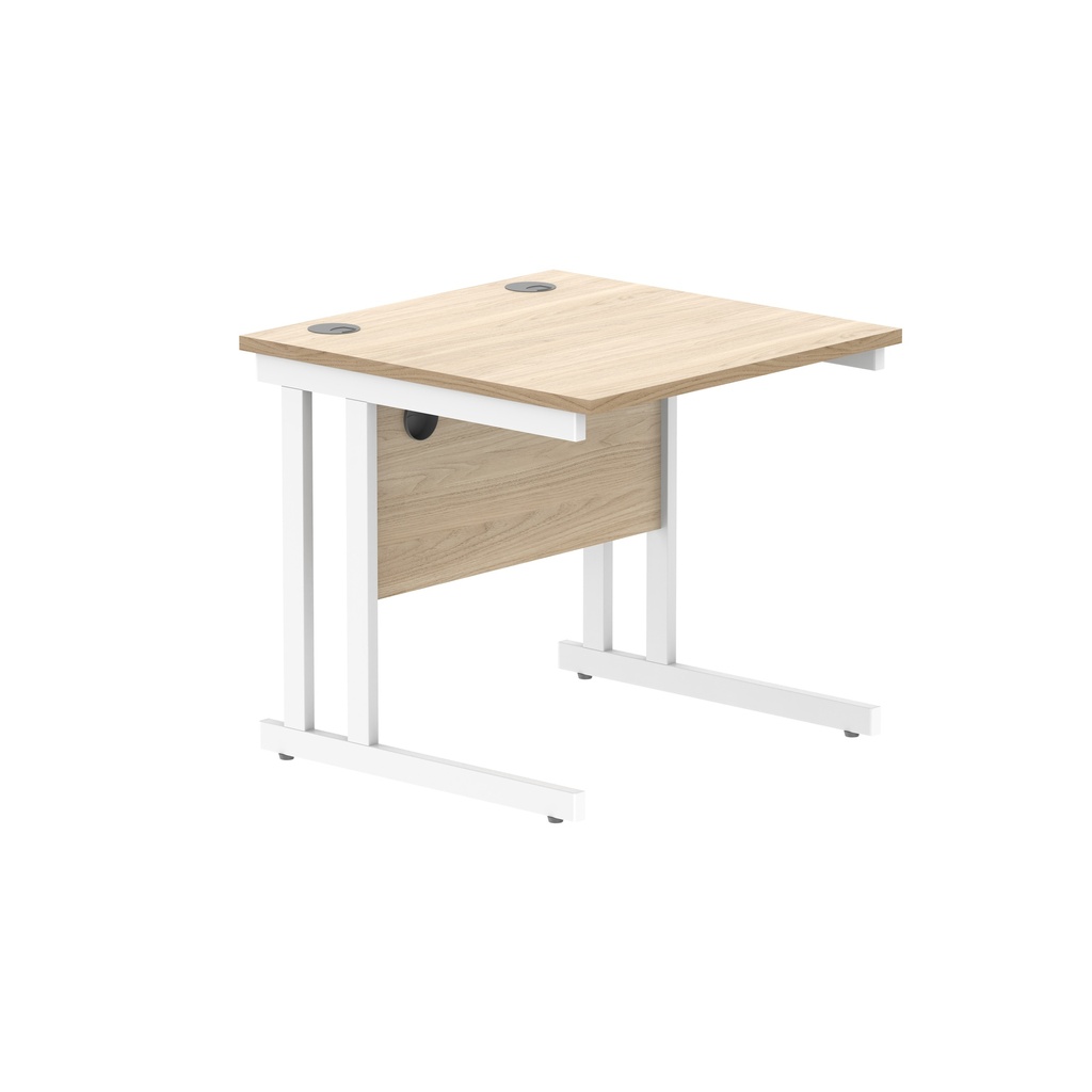 Office Rectangular Desk With Steel Double Upright Cantilever Frame (Fsc) | 1000X800 | Canadian Oak/White