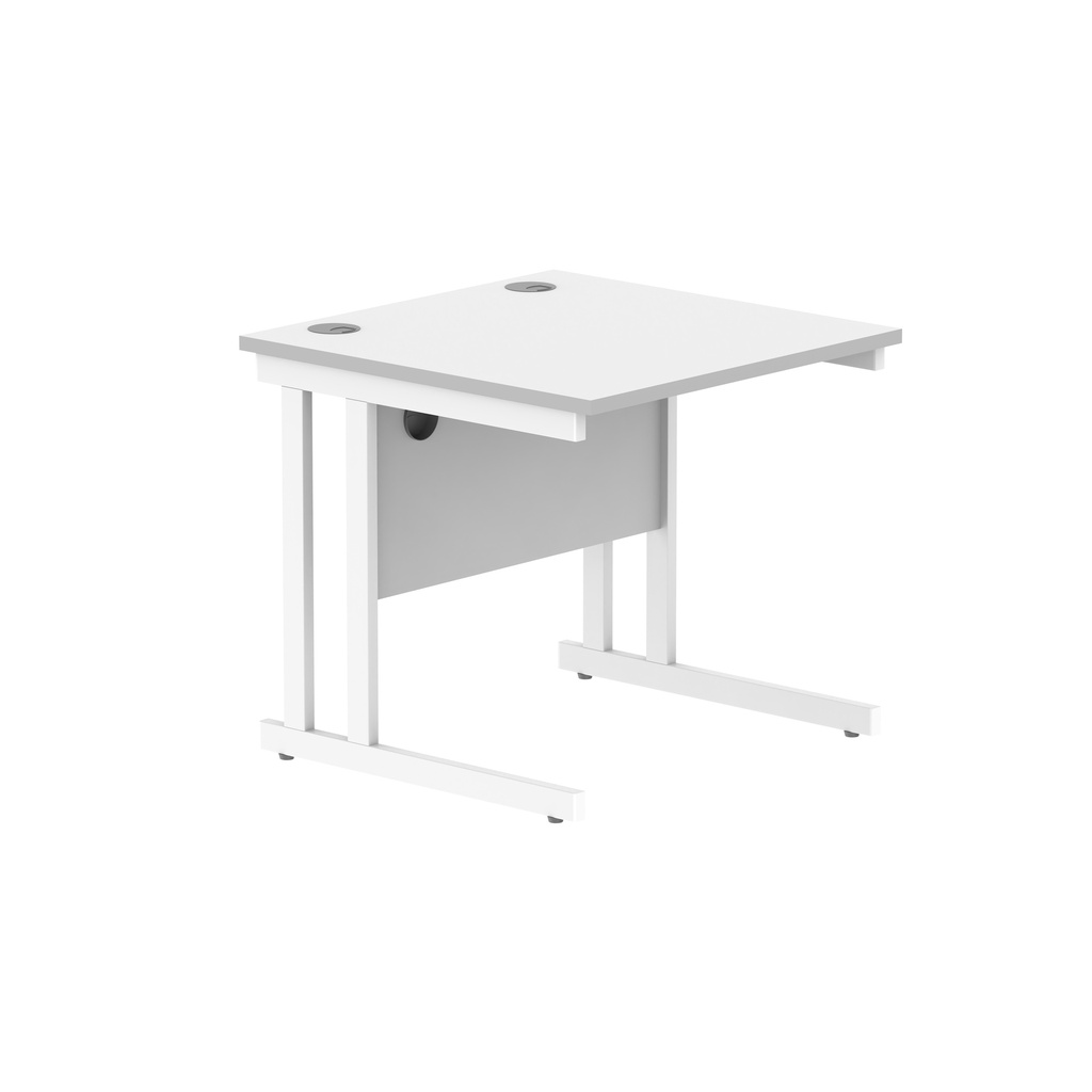 Office Rectangular Desk With Steel Double Upright Cantilever Frame (Fsc) | 1000X800 | Arctic White/White