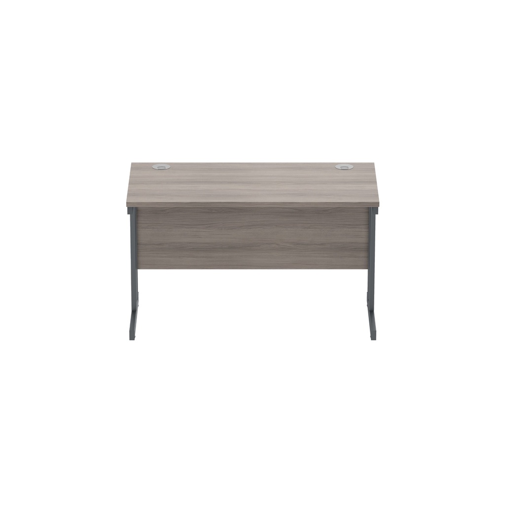 Office Rectangular Desk With Steel Double Upright Cantilever Frame (Fsc) | 1200X600 | Alaskan Grey Oak/Graphite