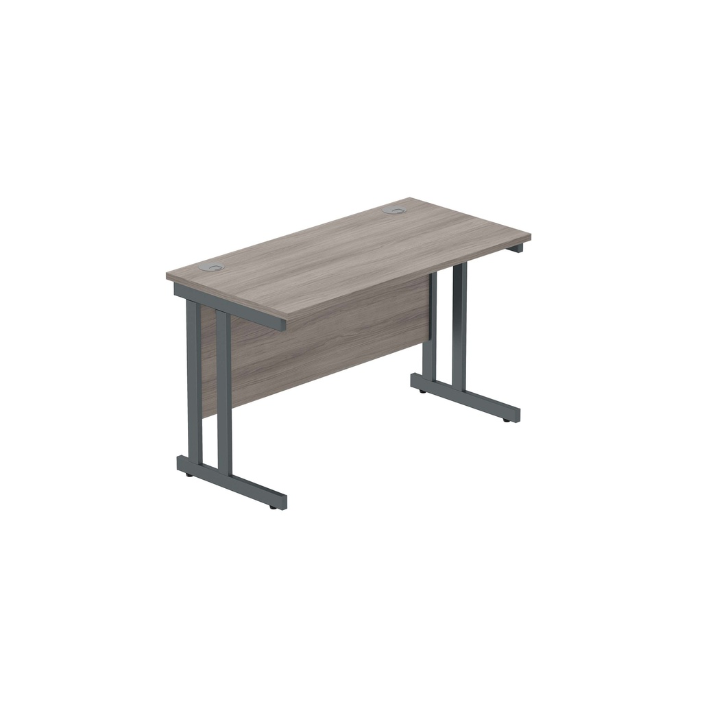 Office Rectangular Desk With Steel Double Upright Cantilever Frame (Fsc) | 1200X600 | Alaskan Grey Oak/Graphite
