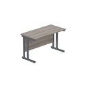 Office Rectangular Desk With Steel Double Upright Cantilever Frame (Fsc) | 1200X600 | Alaskan Grey Oak/Graphite