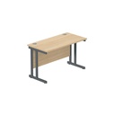 Office Rectangular Desk With Steel Double Upright Cantilever Frame (Fsc) | 1200X600 | Canadian Oak/Graphite