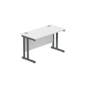 Office Rectangular Desk With Steel Double Upright Cantilever Frame (Fsc) | 1200X600 | Arctic White/Graphite