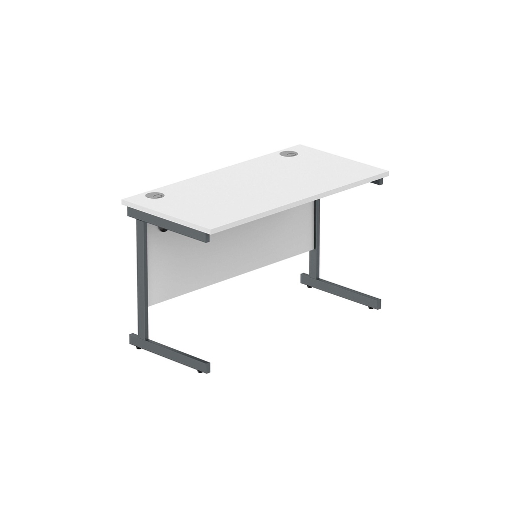 Office Rectangular Desk With Steel Single Upright Cantilever Frame (Fsc) | 1200X600 | Arctic White/Graphite