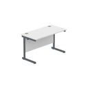 Office Rectangular Desk With Steel Single Upright Cantilever Frame (Fsc) | 1200X600 | Arctic White/Graphite