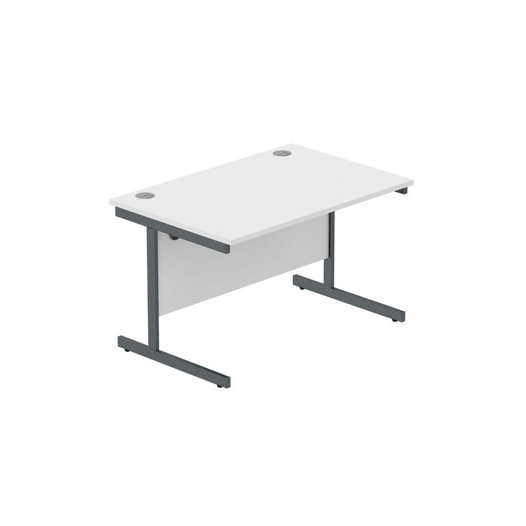 Office Rectangular Desk With Steel Single Upright Cantilever Frame (Fsc) | 1200X800 | Arctic White/Graphite