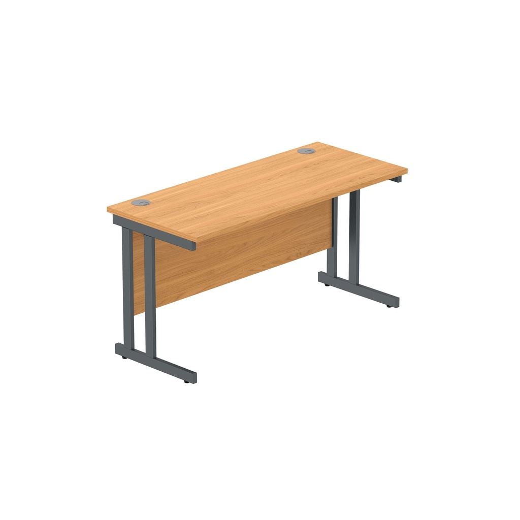 Office Rectangular Desk With Steel Double Upright Cantilever Frame (Fsc) | 1400X600 | Norwegian Beech/Graphite
