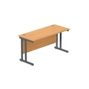 Office Rectangular Desk With Steel Double Upright Cantilever Frame (Fsc) | 1400X600 | Norwegian Beech/Graphite
