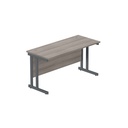 Office Rectangular Desk With Steel Double Upright Cantilever Frame (Fsc) | 1400X600 | Alaskan Grey Oak/Graphite