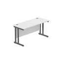 Office Rectangular Desk With Steel Double Upright Cantilever Frame (Fsc) | 1400X600 | Arctic White/Graphite