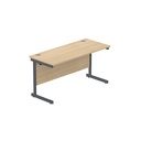Office Rectangular Desk With Steel Single Upright Cantilever Frame (Fsc) | 1400X600 | Canadian Oak/Graphite