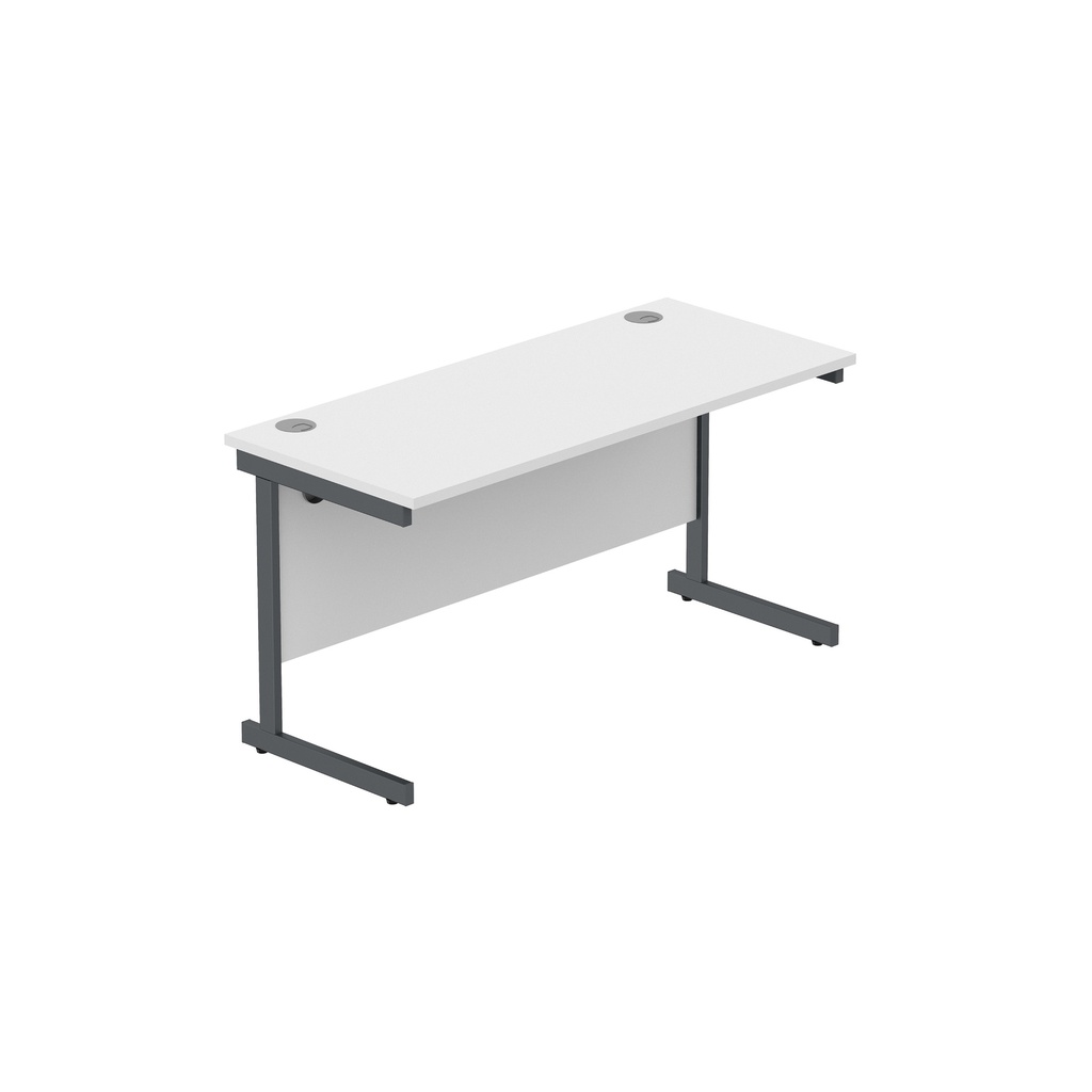 Core|Single Upright|Rectangular Desk|1400X600|Alaskan Grey Oak-White