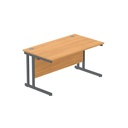 Office Rectangular Desk With Steel Double Upright Cantilever Frame (Fsc) | 1400X800 | Norwegian Beech/Graphite