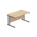 Core|Double Upright|Rectangular Desk|1400X800|Norweigan Beech-White