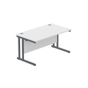 Office Rectangular Desk With Steel Double Upright Cantilever Frame (Fsc) | 1400X800 | Arctic White/Graphite
