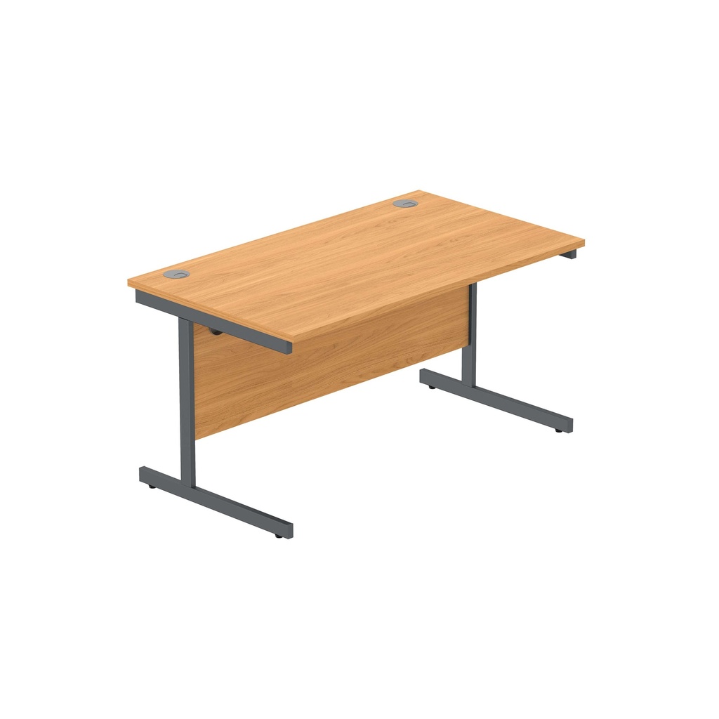 Office Rectangular Desk With Steel Single Upright Cantilever Frame (Fsc) | 1400X800 | Norwegian Beech/Graphite