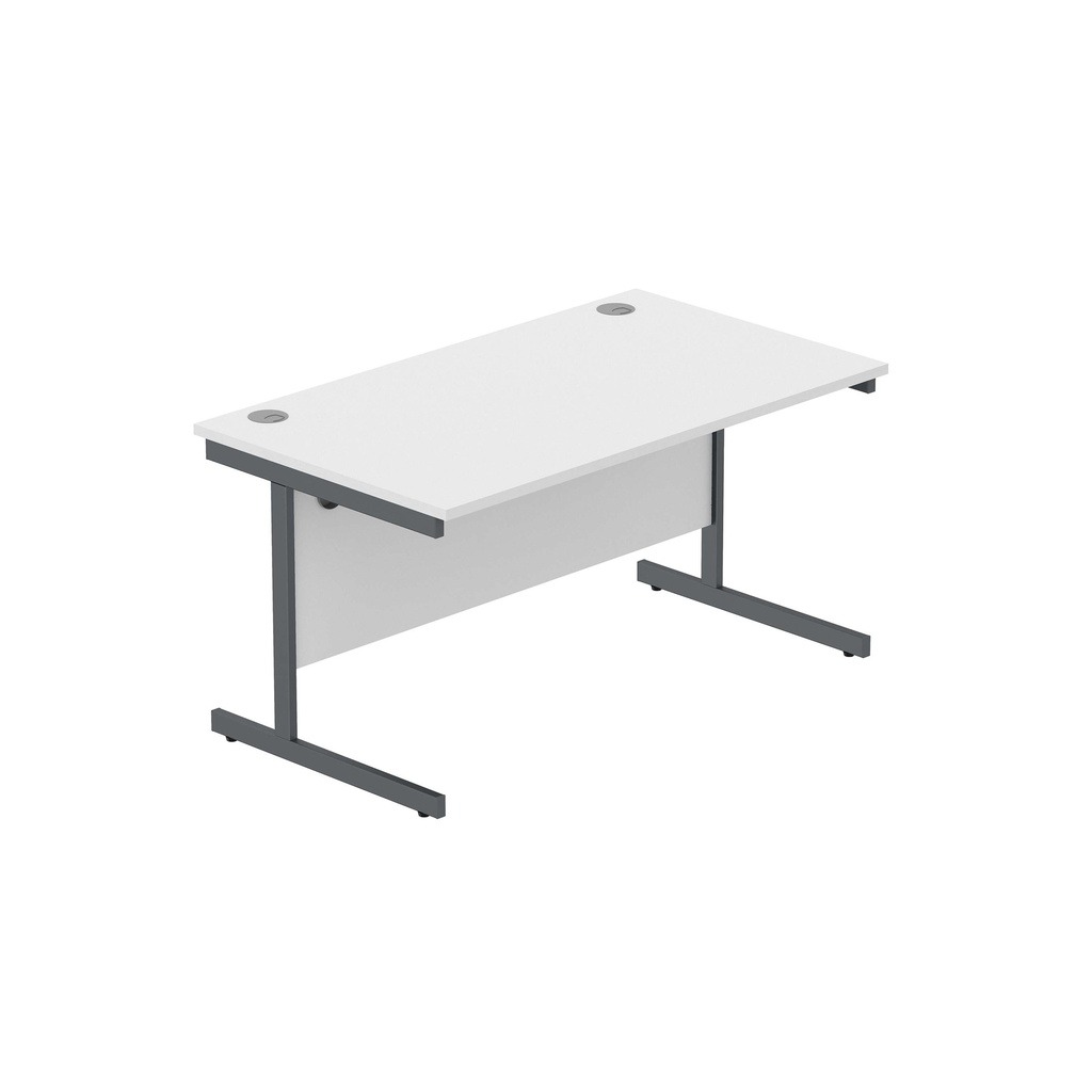Office Rectangular Desk With Steel Single Upright Cantilever Frame (Fsc) | 1400X800 | Arctic White/Graphite