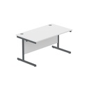 Office Rectangular Desk With Steel Single Upright Cantilever Frame (Fsc) | 1400X800 | Arctic White/Graphite