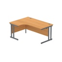 Office Left Hand Corner Desk With Steel Double Upright Cantilever Frame (Fsc) | 1600X1200 | Norwegian Beech/Graphite