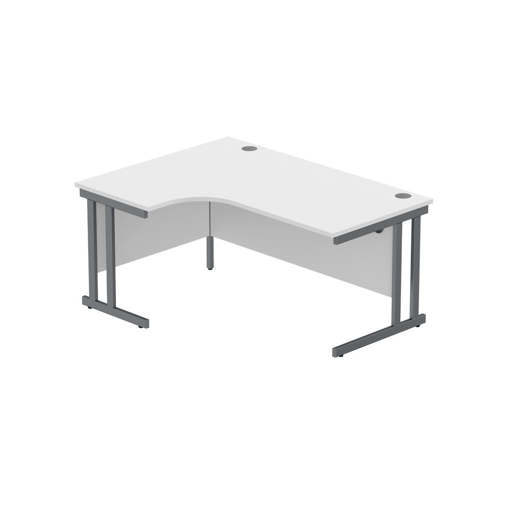Office Left Hand Corner Desk With Steel Double Upright Cantilever Frame (Fsc) | 1600X1200 | Arctic White/Graphite