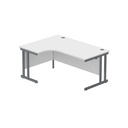 Office Left Hand Corner Desk With Steel Double Upright Cantilever Frame (Fsc) | 1600X1200 | Arctic White/Graphite