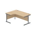 Office Left Hand Corner Desk With Steel Single Upright Cantilever Frame (Fsc) | 1600X1200 | Canadian Oak/Graphite