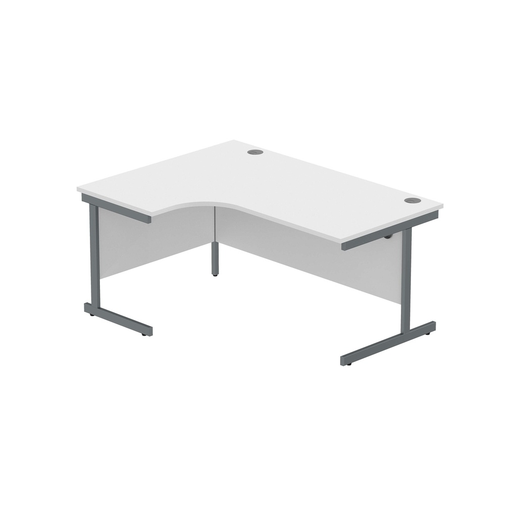 Office Left Hand Corner Desk With Steel Single Upright Cantilever Frame (Fsc) | 1600X1200 | Arctic White/Graphite