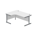 Office Left Hand Corner Desk With Steel Single Upright Cantilever Frame (Fsc) | 1600X1200 | Arctic White/Graphite