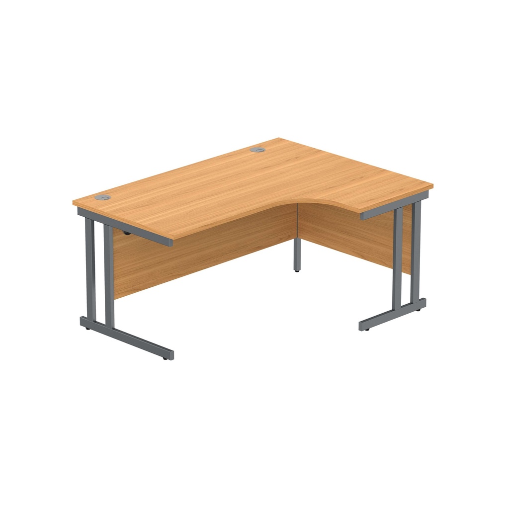 Office Right Hand Corner Desk With Steel Double Upright Cantilever Frame (Fsc) | 1600X1200 | Norwegian Beech/Graphite