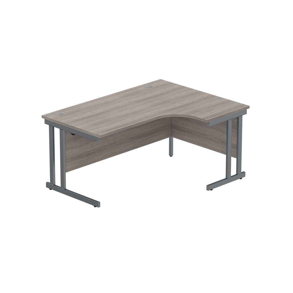 Office Right Hand Corner Desk With Steel Double Upright Cantilever Frame (Fsc) | 1600X1200 | Alaskan Grey Oak/Graphite