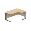 Office Right Hand Corner Desk With Steel Double Upright Cantilever Frame (Fsc) | 1600X1200 | Canadian Oak/Graphite