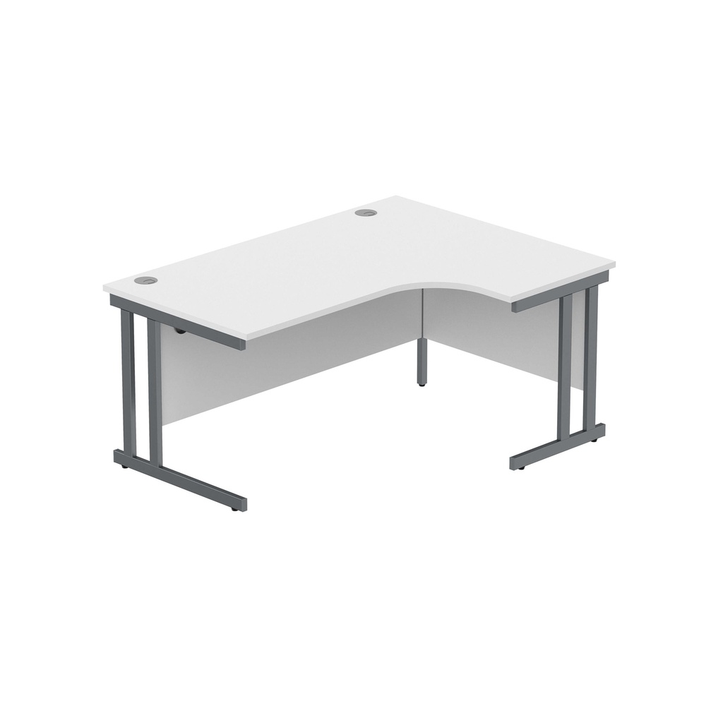 Office Right Hand Corner Desk With Steel Double Upright Cantilever Frame (Fsc) | 1600X1200 | Arctic White/Graphite