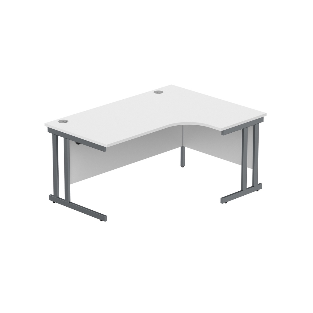 Office Right Hand Corner Desk With Steel Double Upright Cantilever Frame (Fsc) | 1600X1200 | Arctic White/Graphite