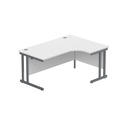 Office Right Hand Corner Desk With Steel Double Upright Cantilever Frame (Fsc) | 1600X1200 | Arctic White/Graphite