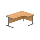 Office Right Hand Corner Desk With Steel Single Upright Cantilever Frame (Fsc) | 1600X1200 | Norwegian Beech/Graphite