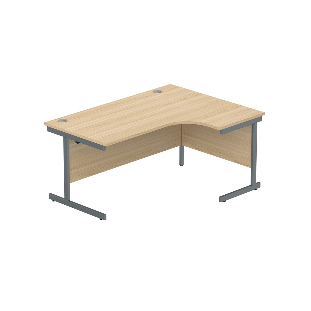 Office Right Hand Corner Desk With Steel Single Upright Cantilever Frame (Fsc) | 1600X1200 | Canadian Oak/Graphite