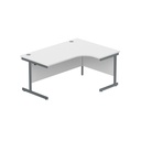 Office Right Hand Corner Desk With Steel Single Upright Cantilever Frame (Fsc) | 1600X1200 | Arctic White/Graphite