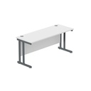 Office Rectangular Desk With Steel Double Upright Cantilever Frame (Fsc) | 1600X600 | Arctic White/Graphite