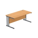Office Rectangular Desk With Steel Double Upright Cantilever Frame (Fsc) | 1600X800 | Norwegian Beech/Graphite